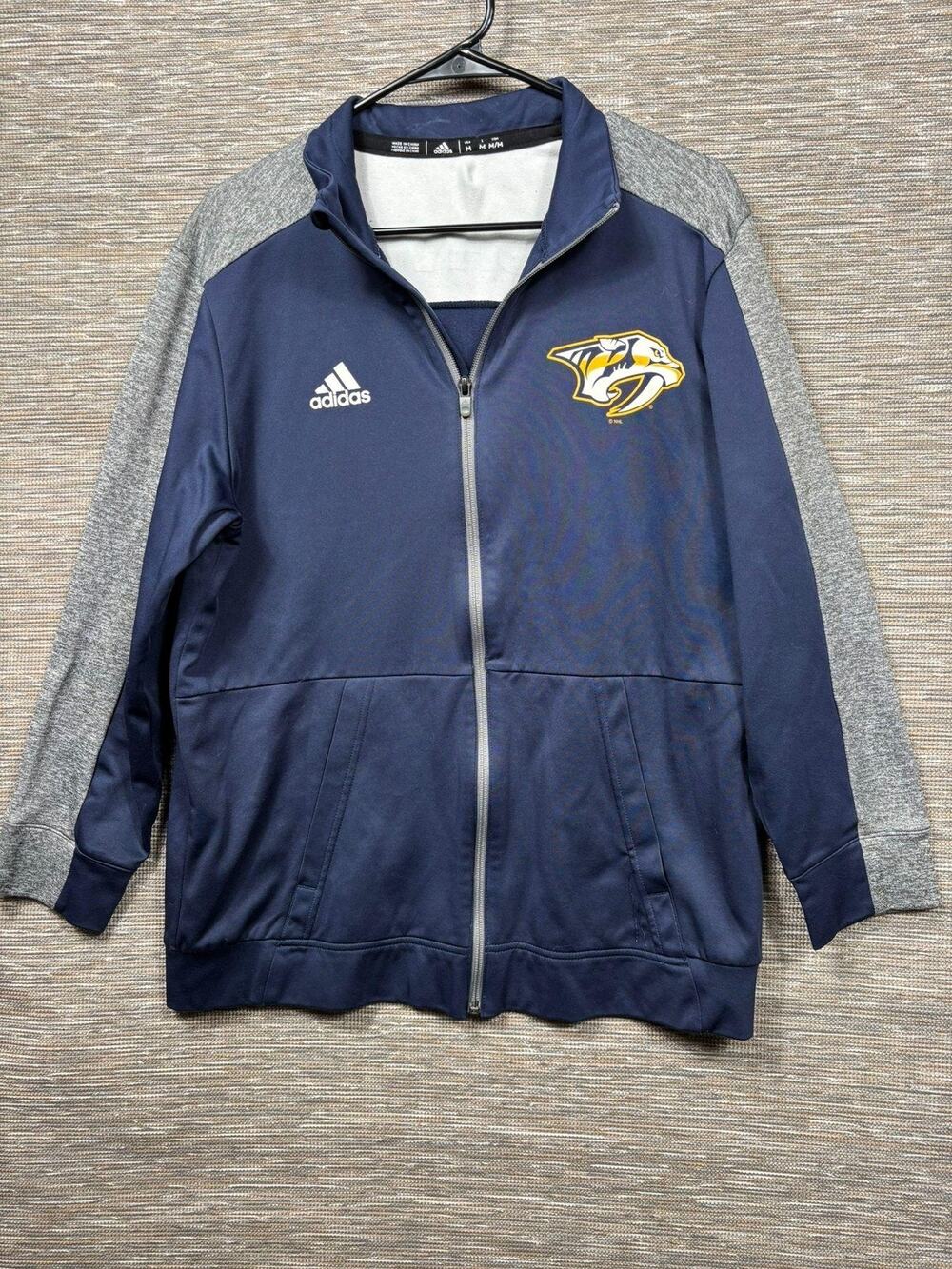 Nashville Predators Jacket Mens Medium Blue Gray NHL Hockey Adidas Full Zip
